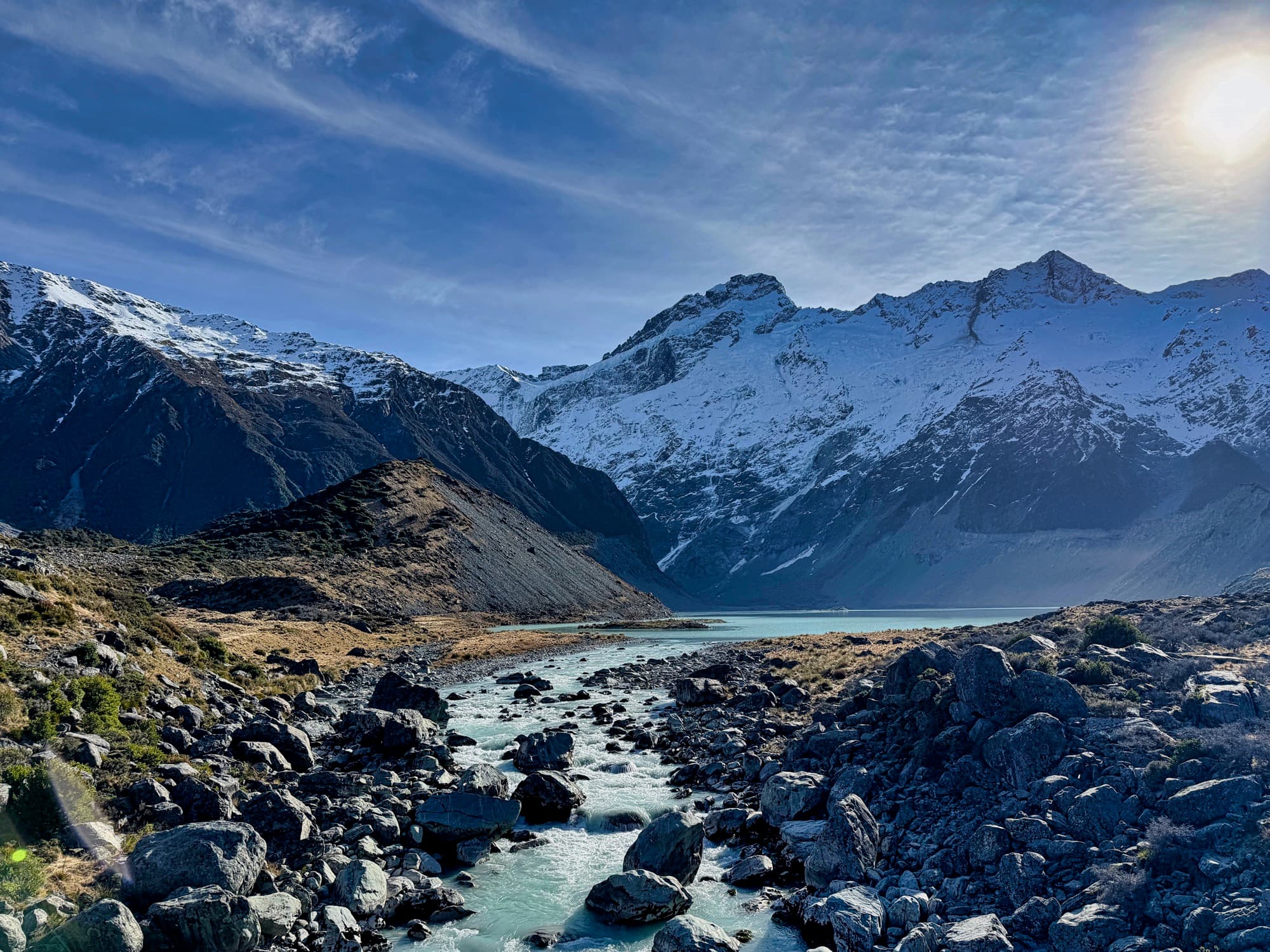 Glacier ice formations in an Arctic fjord landscape